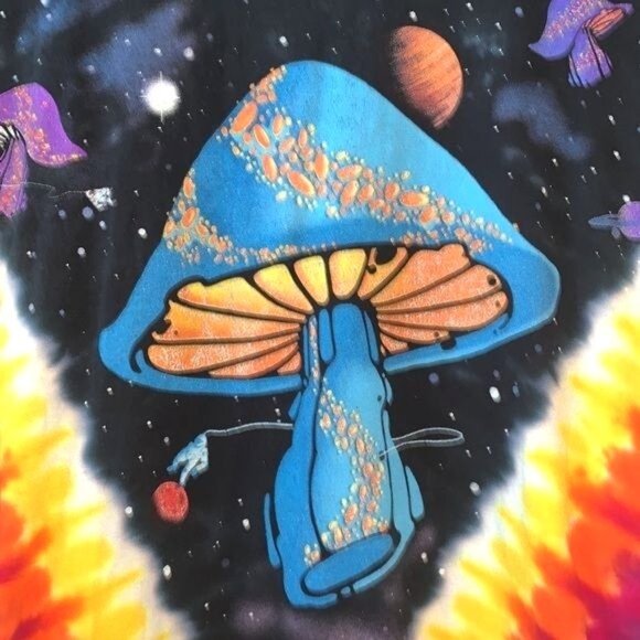 Liquid Blue XL Tie-Dye Psychedelic Space Mushroom Graphic T-Shirt - Picture 3 of 7